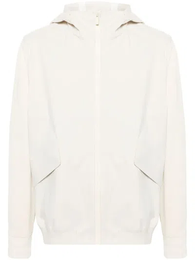 Hugo Boss Logo-patch Hooded Jacket In Neutrals