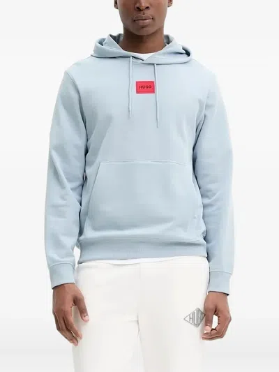Hugo Boss Logo-patch Hoodie In Blue