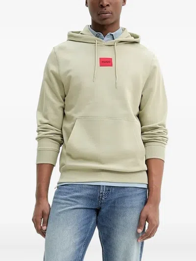 Hugo Boss Logo-patch Hoodie In Green