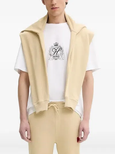 Hugo Boss Logo-patch Hoodie In Neutral