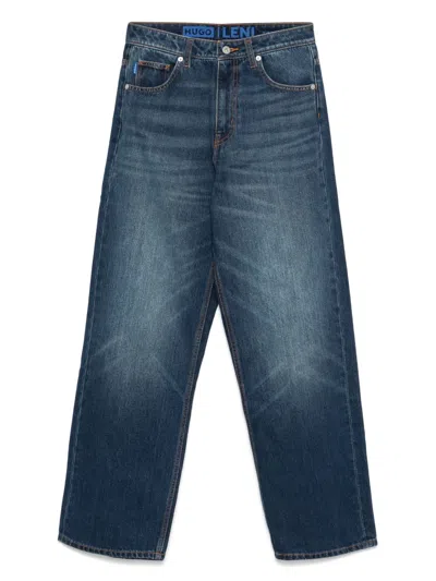 Hugo Boss Logo-patch Jeans In 蓝色