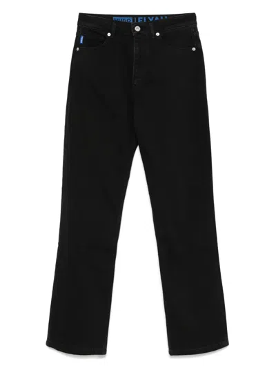 Hugo Boss Logo-patch Jeans In Black