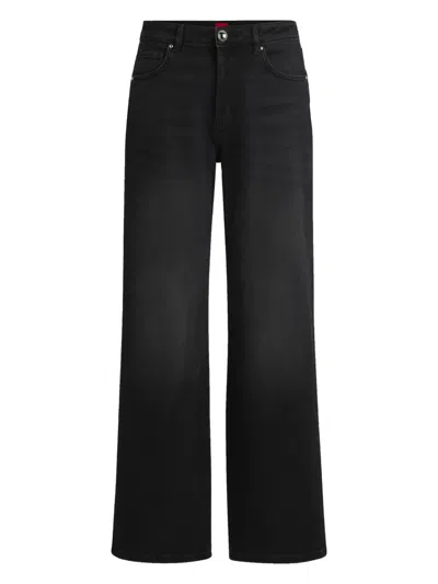 Hugo Boss Logo-patch Jeans In Black