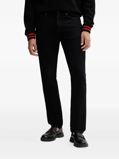 Hugo Boss Logo-patch Jeans In Black