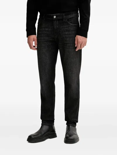 Hugo Boss Logo-patch Jeans In Black