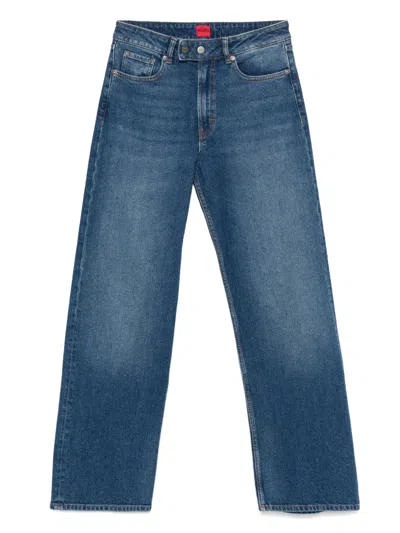 Hugo Boss Logo-patch Jeans In Blue