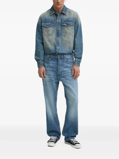 Hugo Boss Logo-patch Jeans In Blue