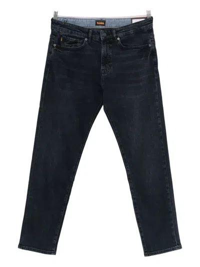 Hugo Boss Logo-patch Jeans In Brown