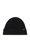 Hugo Boss Logo-patch Knitted Beanie Hat In Black