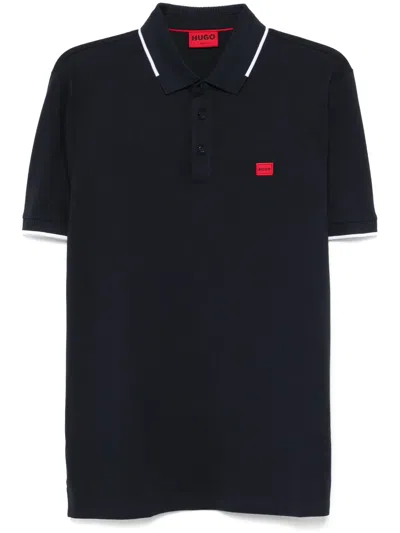 Hugo Boss Logo-patch Polo Shirt In Blue