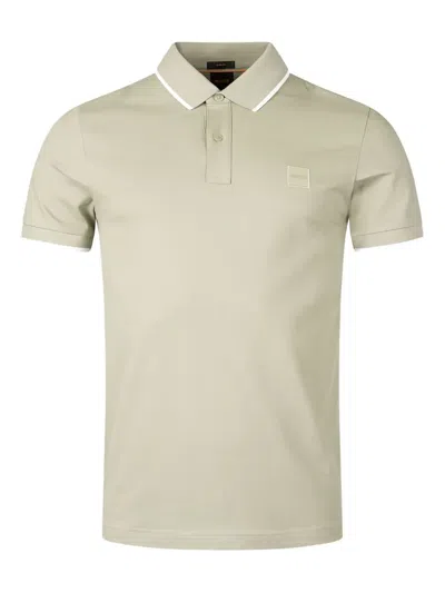 Hugo Boss Logo-patch Polo Shirt In Neutral