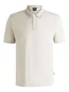 Hugo Boss Mercerized-cotton Polo Shirt With Ripstop Structure In Neutrals