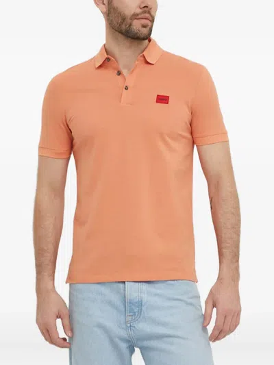 Hugo Boss Logo-patch Polo Shirt In Orange