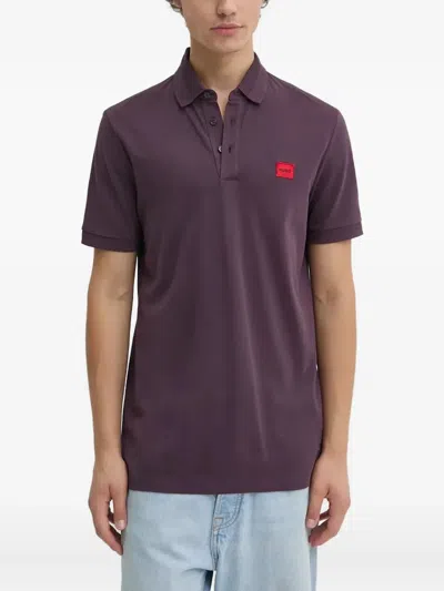 Hugo Boss Logo-patch Polo Shirt In Purple