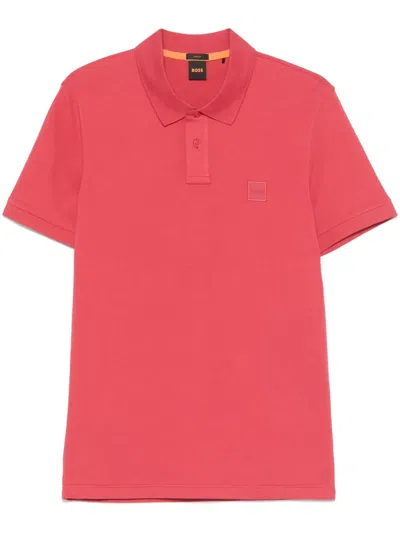 Hugo Boss Logo-patch Polo Shirt In Red