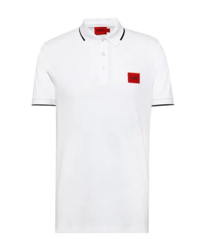 Hugo Boss Deresino232 Mens Tipped Polo Shirt With Logo Label In White