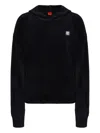 Hugo Boss Logo-patch Ribbed Hoodie In Black