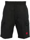 Hugo Boss Logo-patch Ripstop Cargo Shorts In Blue