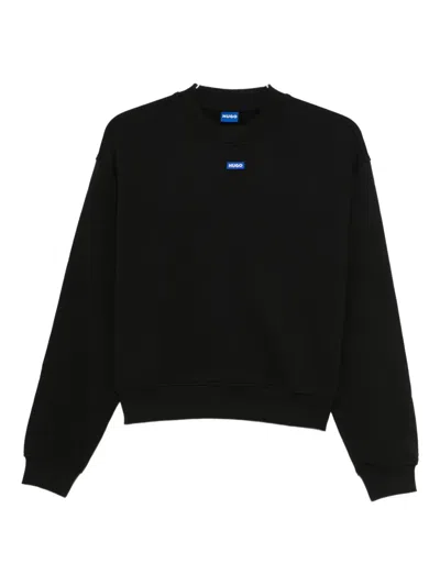 Hugo Boss Logo-patch Round-neck Sweatshirt In Black