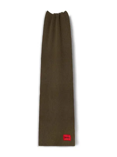 Hugo Boss Logo-patch Scarf In Green