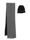 Hugo Boss Logo-patch Scarf Set In Grey