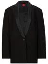 Hugo Boss Oversize-fit Jacket With Shawl Lapels In Black