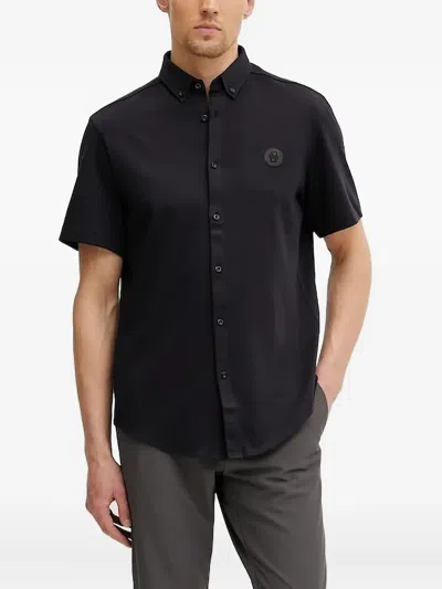 Hugo Boss Logo-patch Short-sleeve Shirt In Black
