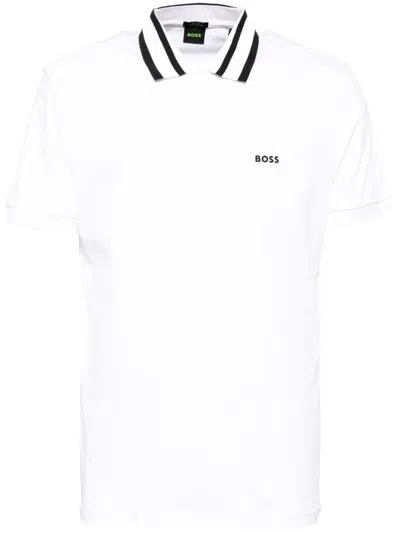 Hugo Boss Logo Patch Short-sleeves Polo Shirt In White