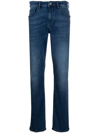Hugo Boss Logo-patch Slim-cut Jeans In Blue
