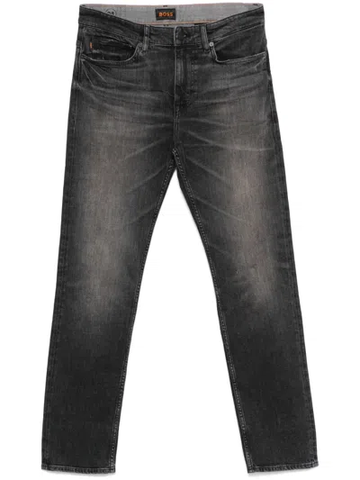 Hugo Boss Logo-patch Slim Jeans In Grey