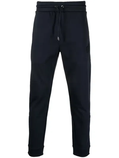 Hugo Boss Logo-patch Slim Track Trousers In Blue