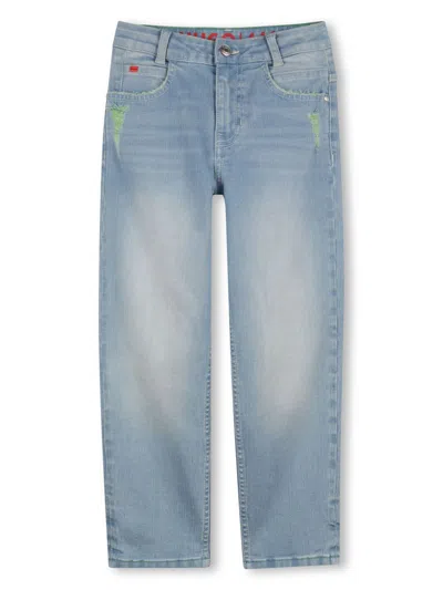 Hugo Boss Kids' Logo-patch Straight Jeans In Blue