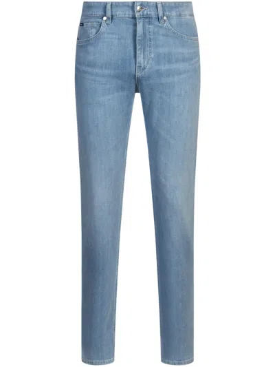 Hugo Boss Logo Patch Straight-leg Jeans In Blue