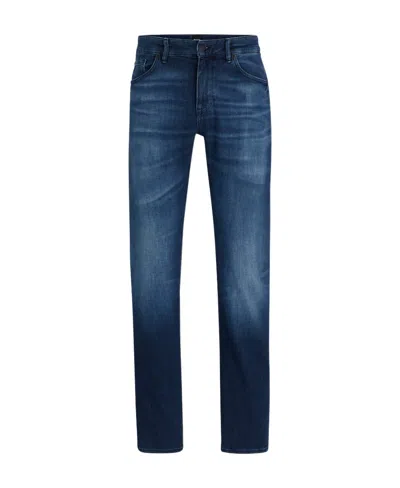 HUGO BOSS LOGO-PATCH STRAIGHT-LEG JEANS