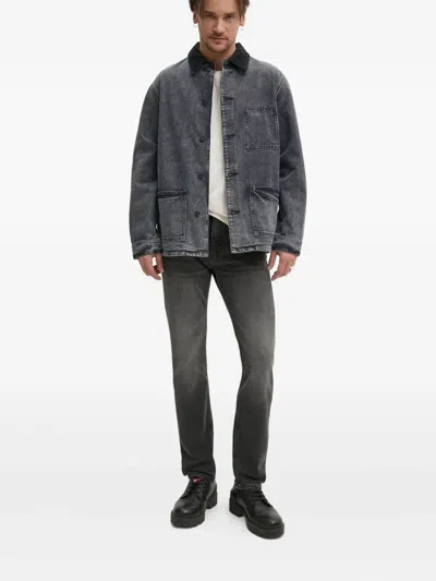 Hugo Boss Logo-patch Straight-leg Jeans In Black
