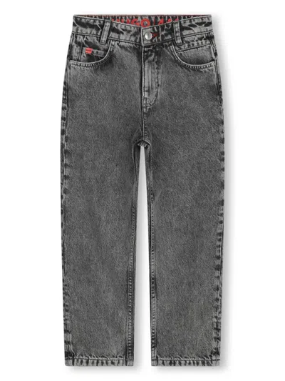 Hugo Boss Kids' Logo-patch Straight-leg Jeans In Grey