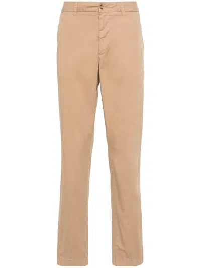 Hugo Boss Logo-patch Straight Trousers In Neutrals