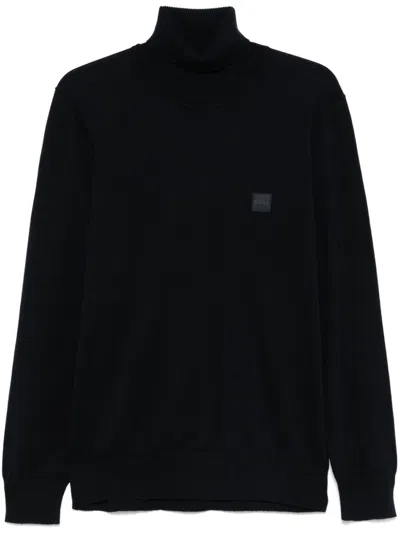 Hugo Boss Logo-patch Sweater In Blue