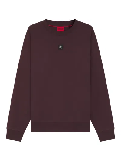 Hugo Boss Stacked-logo Sweatshirt In A Cotton Blend In Burgundy