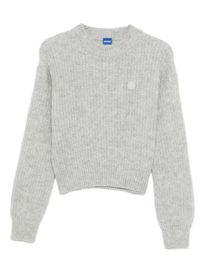 Hugo Boss Logo-patch Sweater In Gray