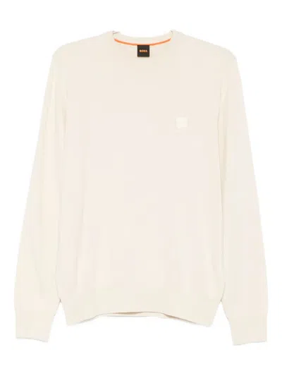 Hugo Boss Logo-patch Sweater In Neutral
