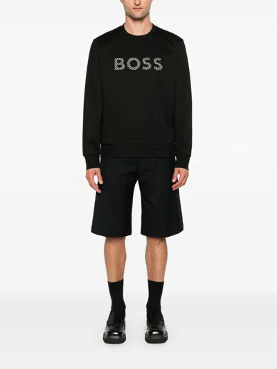 Hugo Boss Logo-patch Sweatshirt In Black