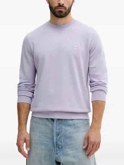 Hugo Boss Logo-patch Sweatshirt In Purple