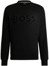 Hugo Boss Cotton-terry Sweatshirt With Flock-print Logo In Schwarz