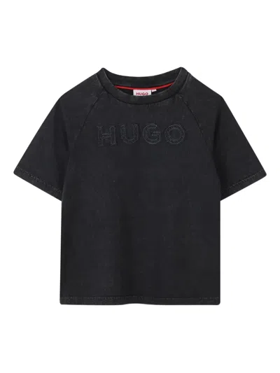 Hugo Boss Kids' Logo-patch T-shirt In Black