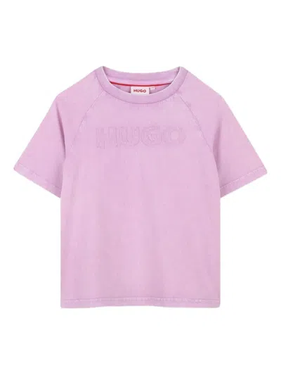 Hugo Boss Kids' Logo-patch T-shirt In Purple
