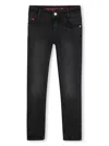 Hugo Boss Logo-patch Tapered Jeans In 黑色