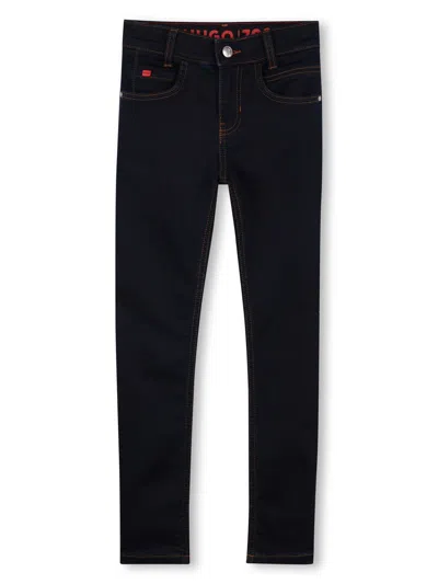 Hugo Boss Kids' Logo-patch Tapered Jeans In Blue