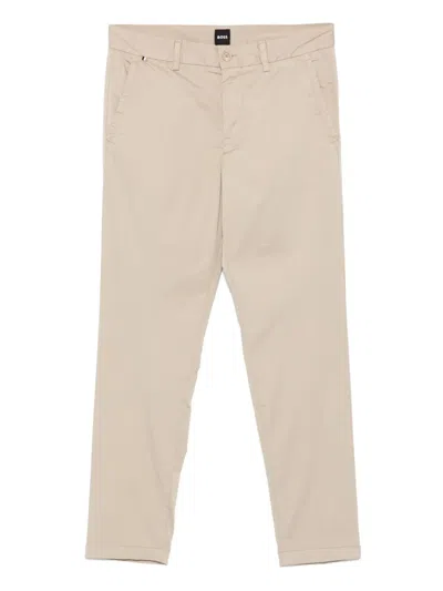Hugo Boss Logo-patch Trousers In Neutrals