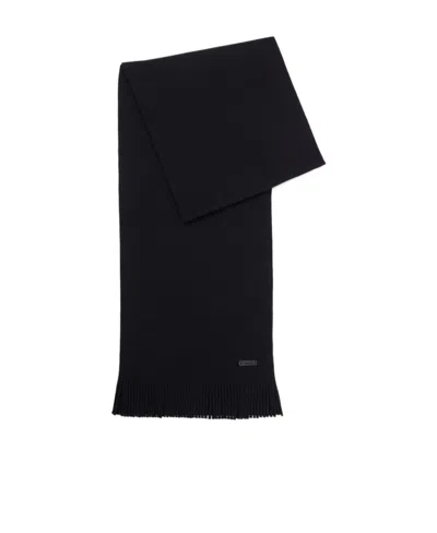 HUGO BOSS BOSS HUGO BOSS LOGO PATCH RASCHEL KNITTED SCARF